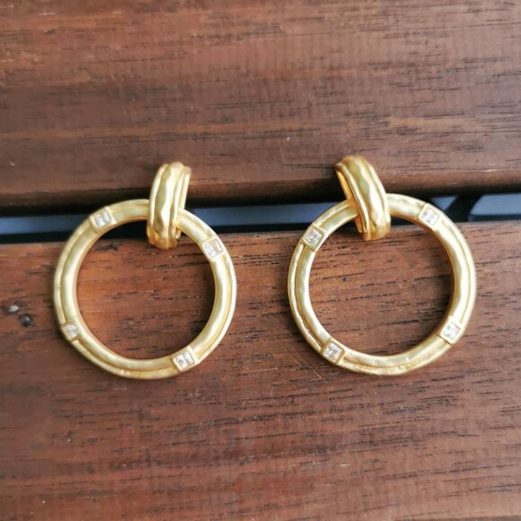 Julie Vos Astor Doorknocker Hoop Earrings. 24K Gold Plate - Picture 5 of 5